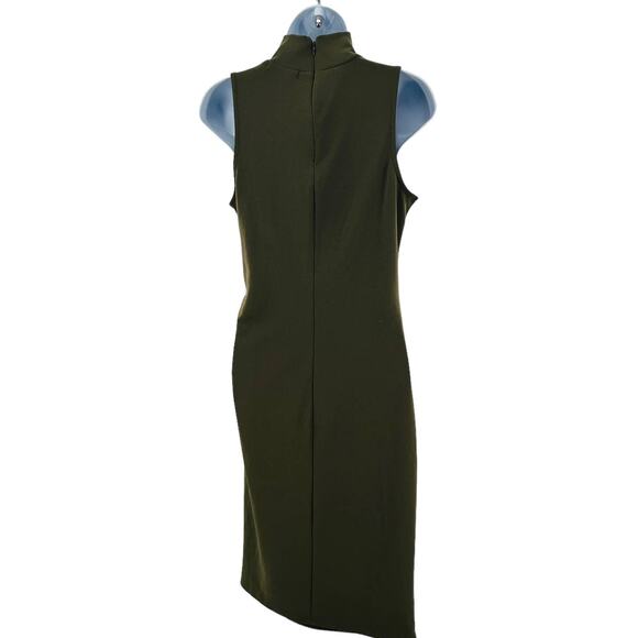 Chelsea28 Olive Crepe Knit Sleeveless Mock Neck Bodycon Dress Women Sz S - Picture 3 of 9